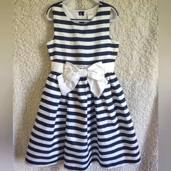 Gymboree Navy Blue Striped Party Dress sz 8 - Picture 2 of 5
